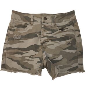 Time and True Army Green Fatigued Distressed High Rise Shorts Size 4